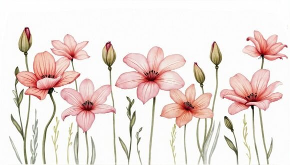 Download Transparent Flowers in Ink &amp; Wash - Premium Resources