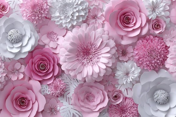 Download 3D Paper Flower Pink White Background - Background Collection