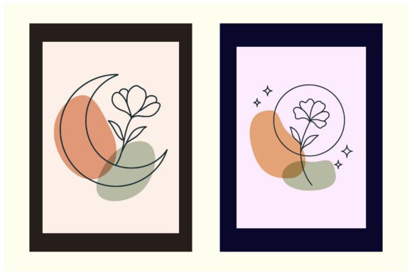 Download Moon &amp; Star Line Art with Abstract - Abstract Collection