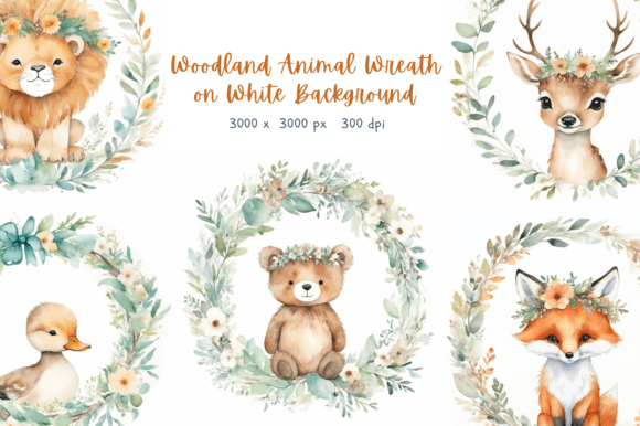 Download Animal Wreath on White Background - Background Collection